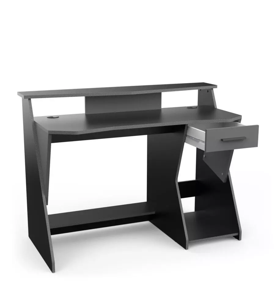 SCRIVANIA "GAMING" NERA CON PORTACUFFIE E PASSACAVI, 123,5X59,8X90,2 CM